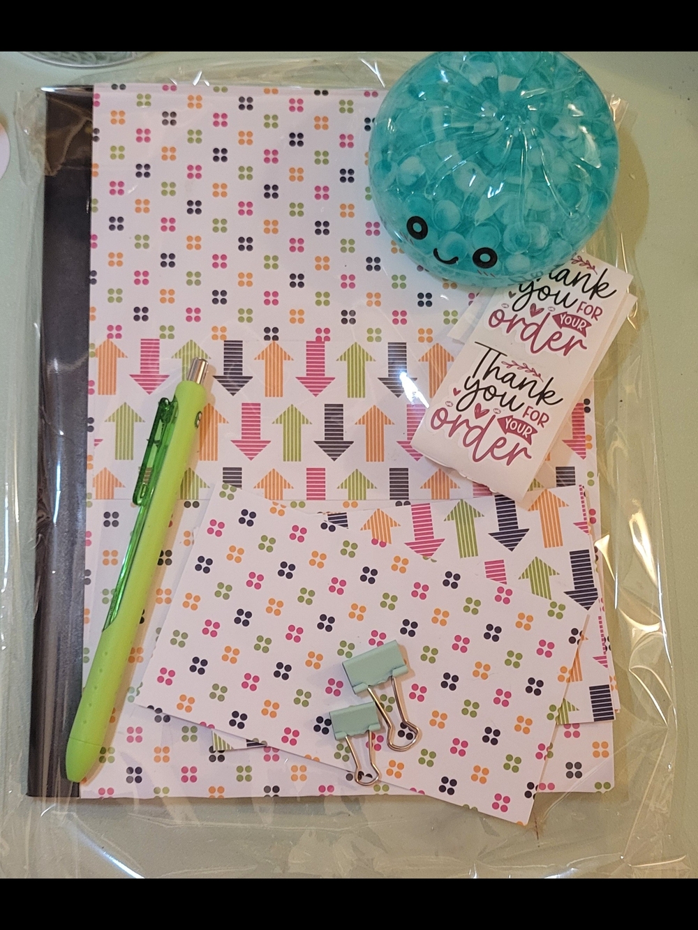 Cute Arrow & Dots Notebook Bundle with Aqua Squishy Paperweight